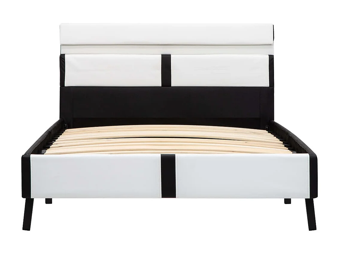 Lit-90x200 cm avec LED Blanc et noir Similicuir EGGB59586