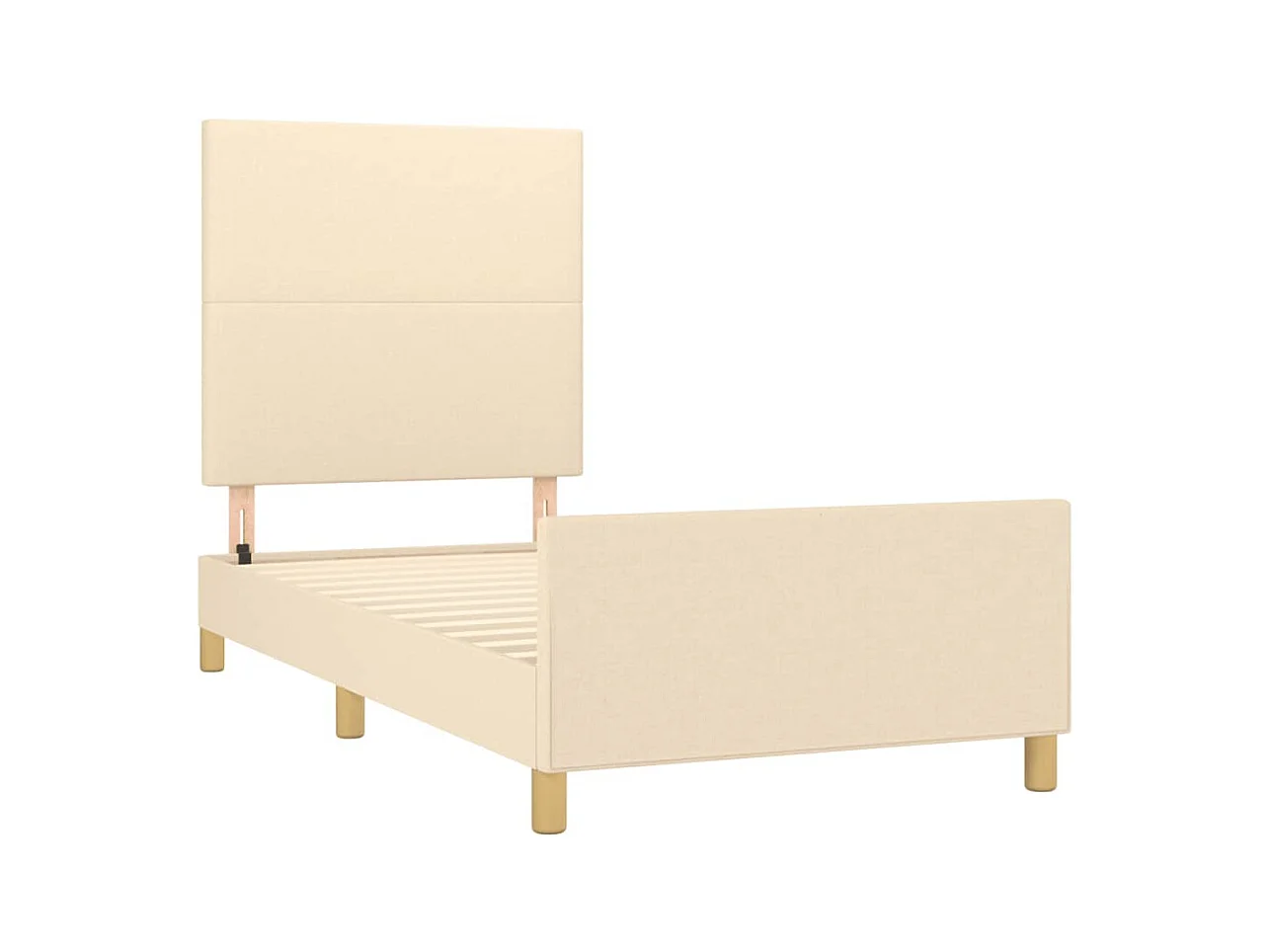 Lit-90x200 cm avec tête de lit Crème Tissu EGGB35004