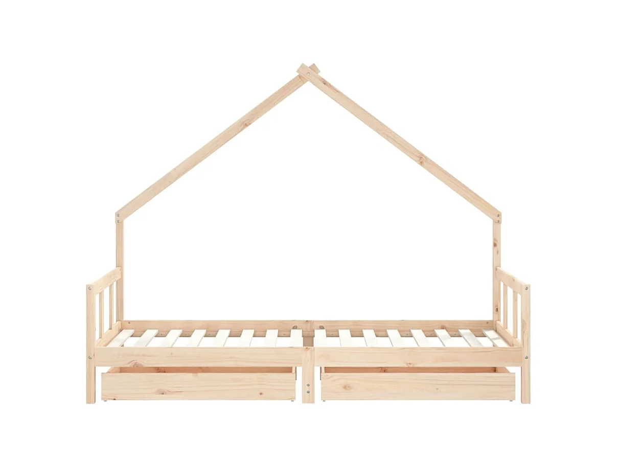 Lit-90x200 cm enfant avec tiroirs bois de pin massif EGGB60636