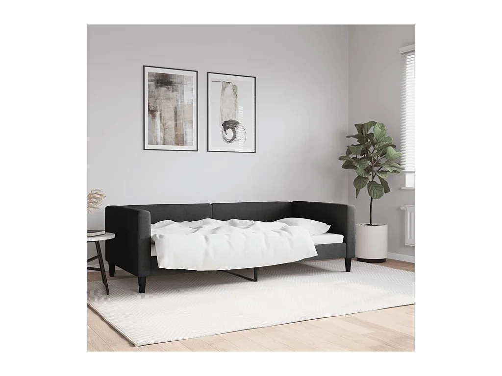 Lit-90x190 cm de repos noir tissu EGGB47912
