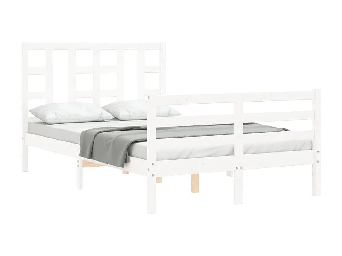 Bedframe met hoofdbord massief hout wit NL13997