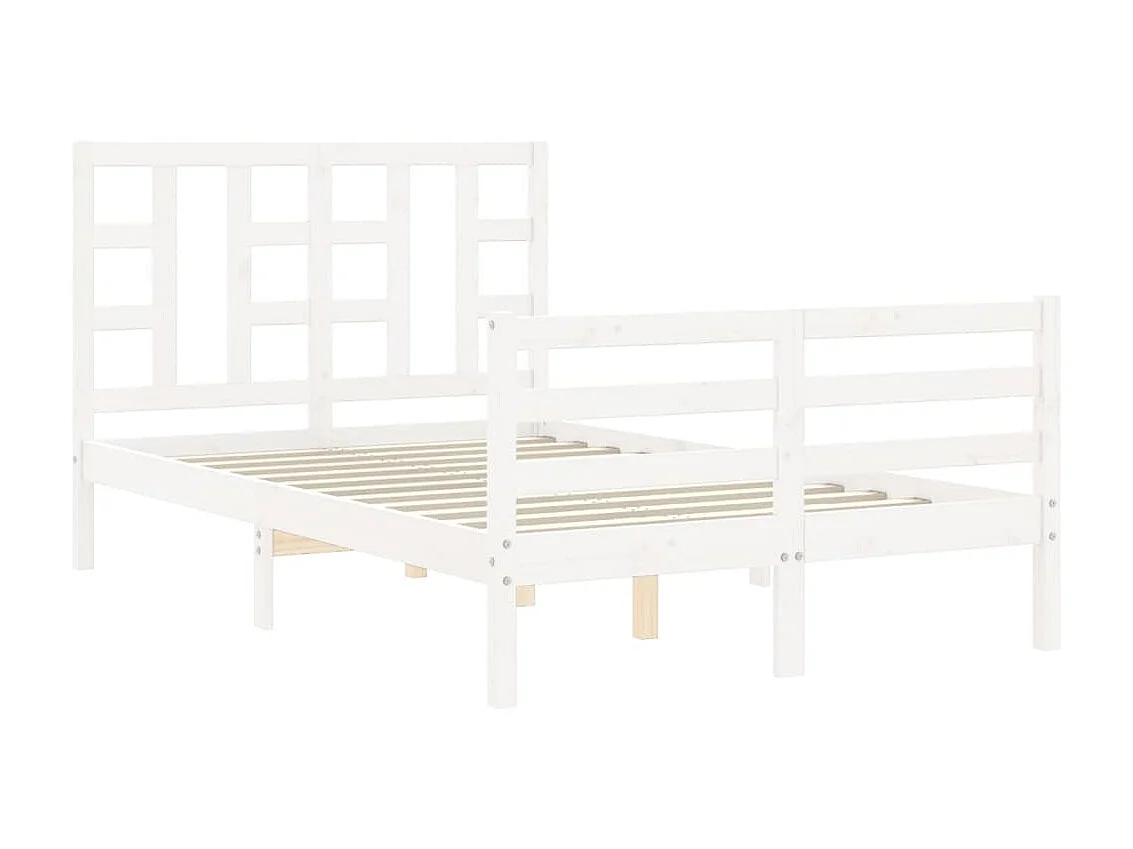 Bedframe met hoofdbord massief hout wit NL13997