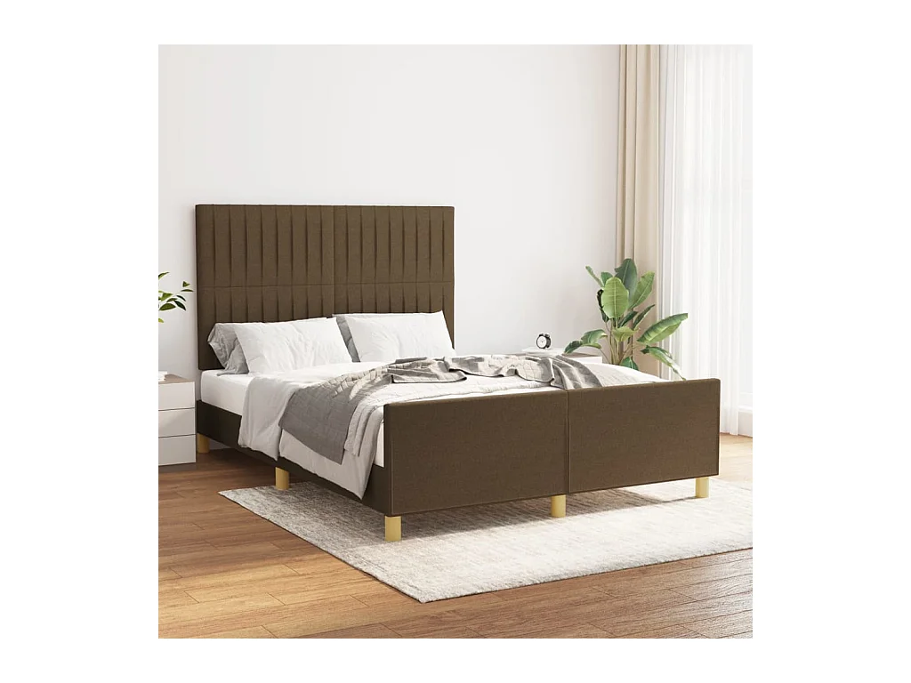 Lit-140x200 cm avec tête de lit Marron foncé Tissu EGGB68129
