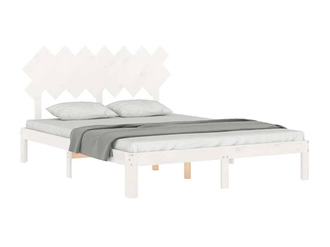 Bedframe met hoofdbord massief hout wit 140x190 cm NL28299