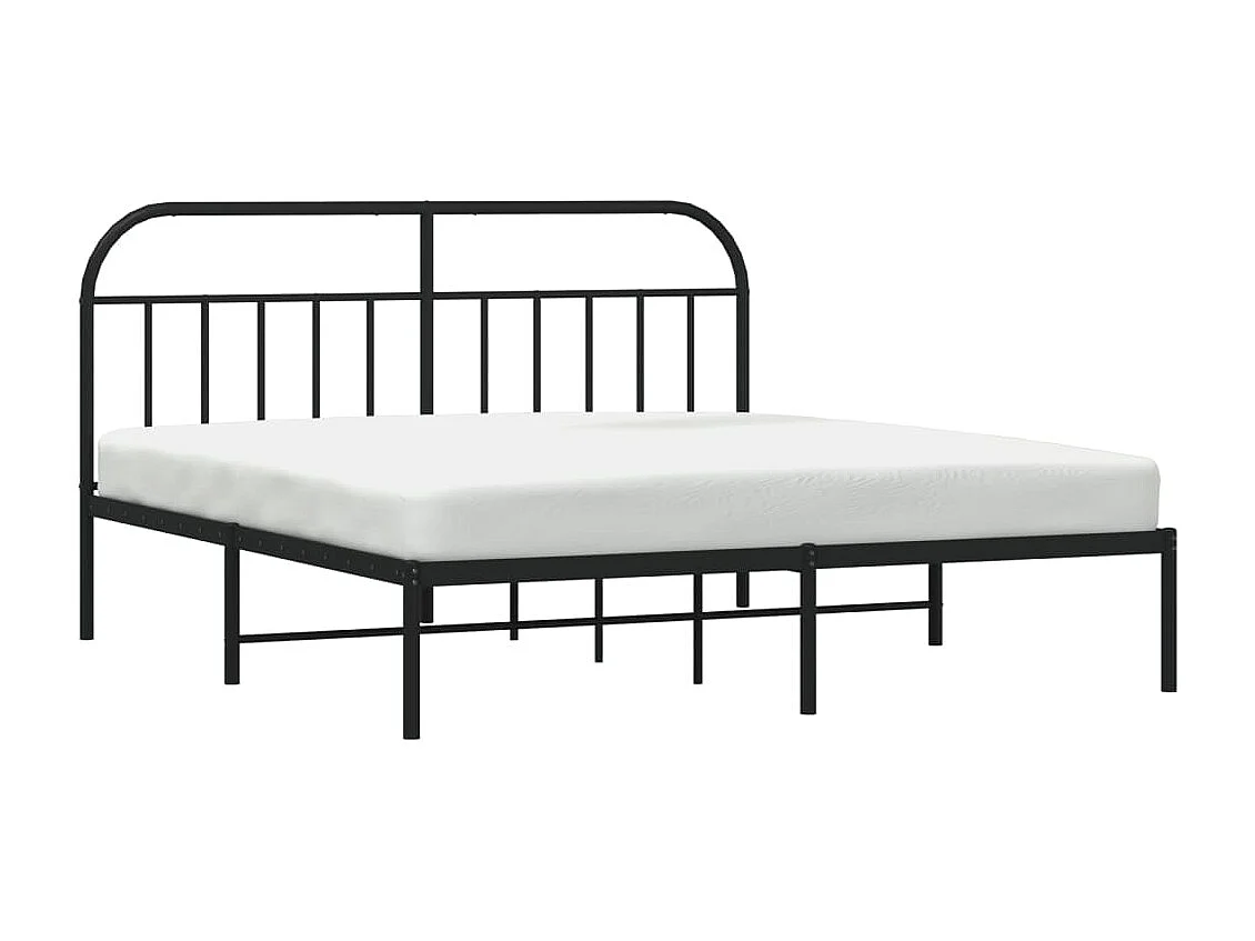 Cama em metal com cabeceira 180x200 cm preto PT795614