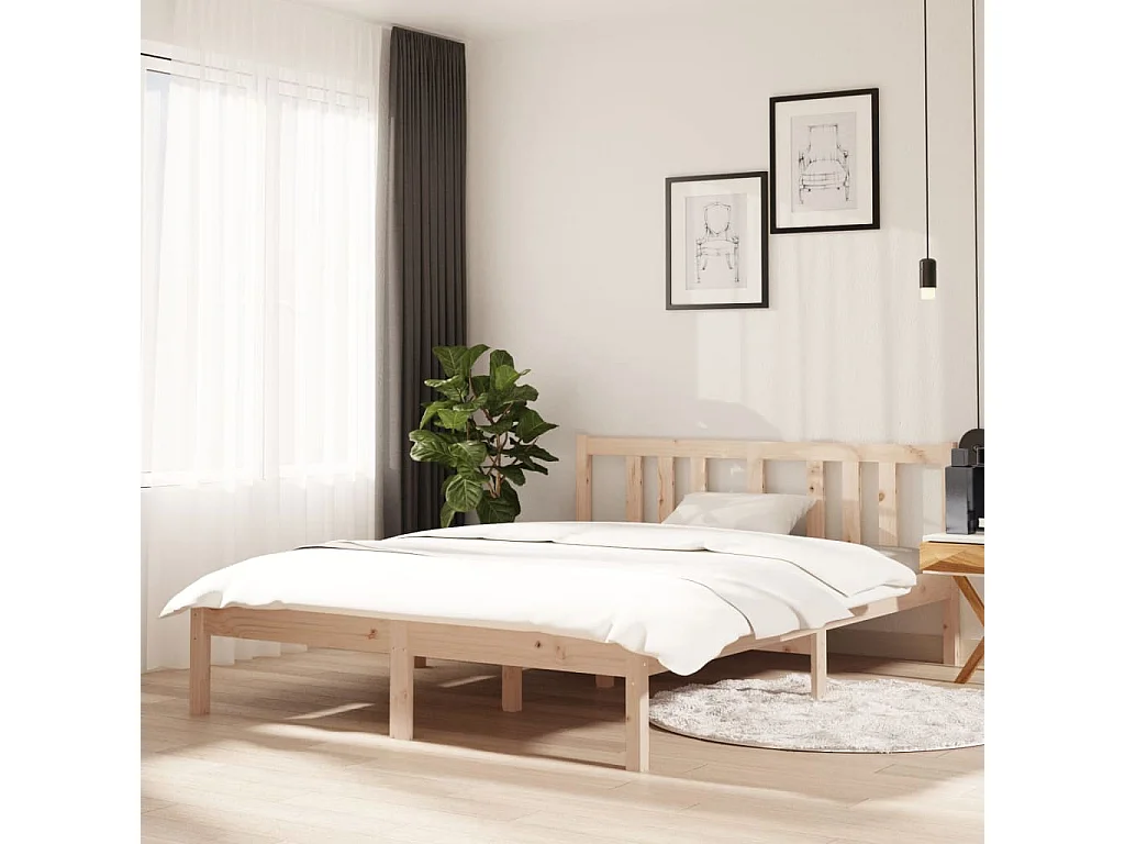 Lit-135x190 cm bois massif double EGGB24996