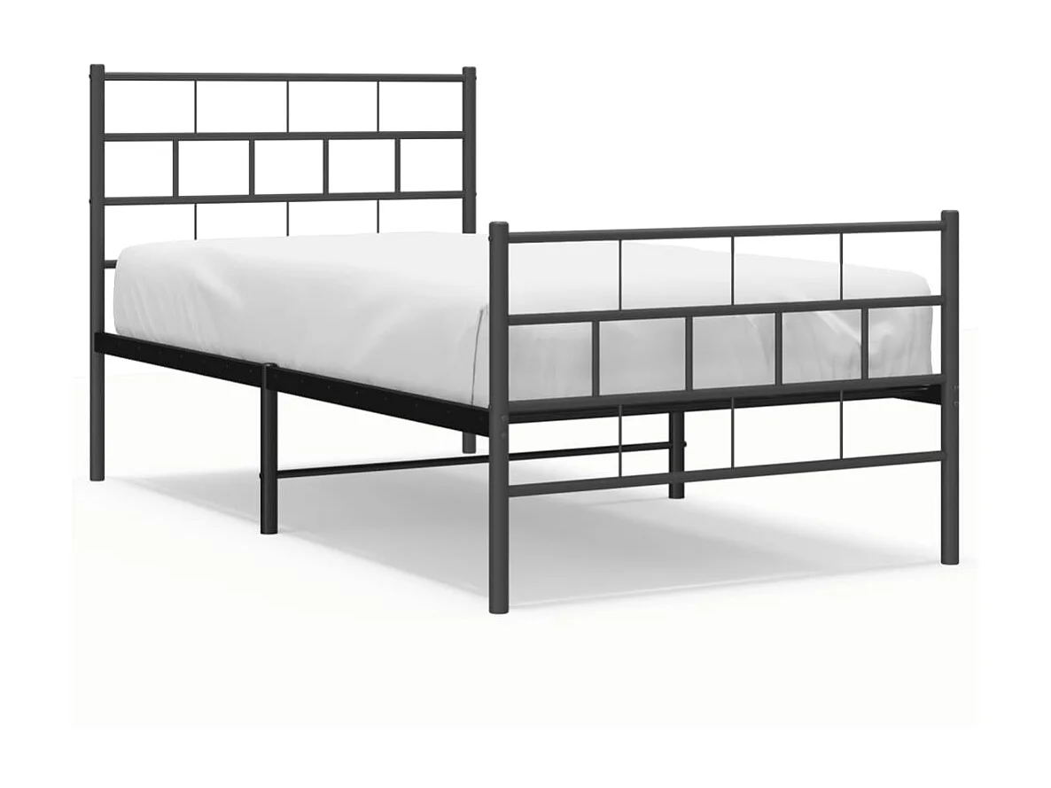 Lit-107x203 cm métal avec tête de lit/pied de lit noir EGGB56509