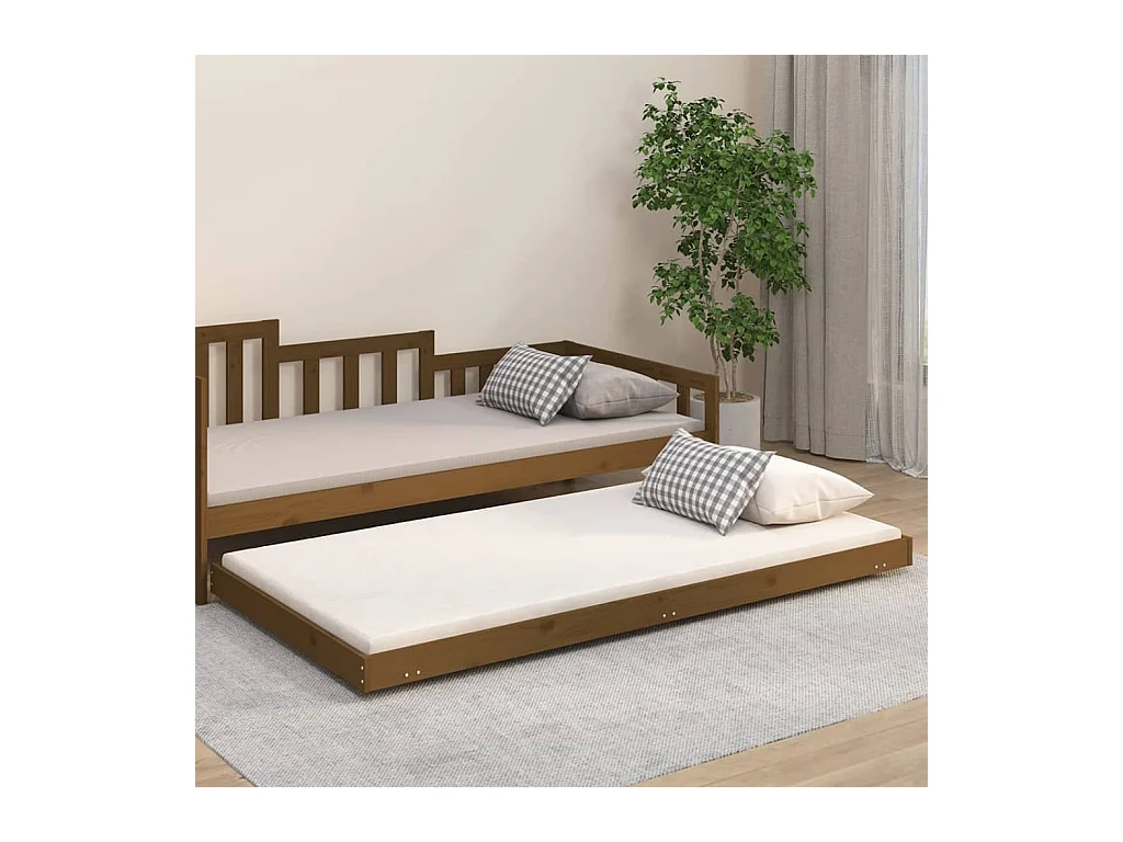Lit-80x200 cm Marron miel Bois de pin massif EGGB52110