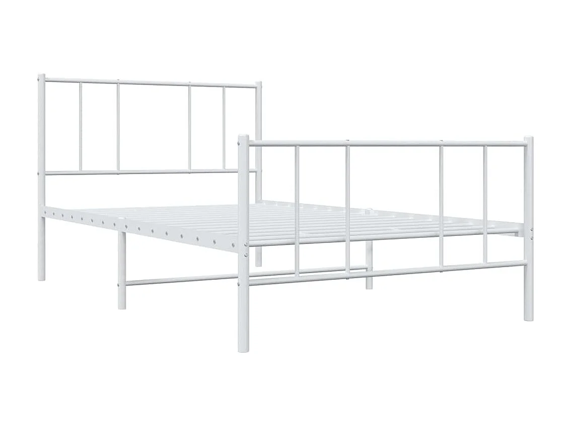 Cama 90x200 cm metal con cabecero y pie cama blanca ES56897
