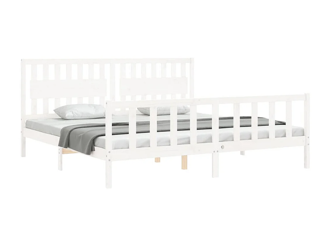 Bedframe met hoofdbord massief hout wit 200x200 cm NL18032