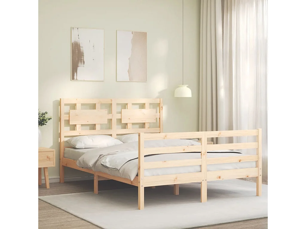 Cama 120x200 cm con cabecero madera maciza ES12922