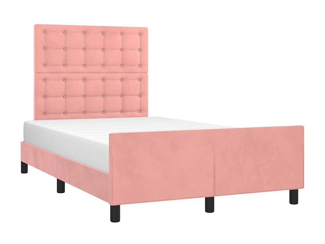 Cama 120x200 cm con cabecero de terciopelo rosa ES62947