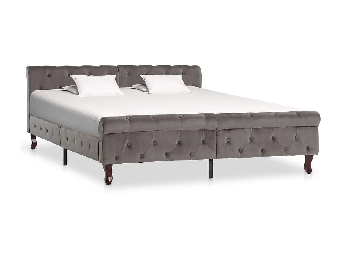 Cama 160x200 cm de terciopelo gris ES65462
