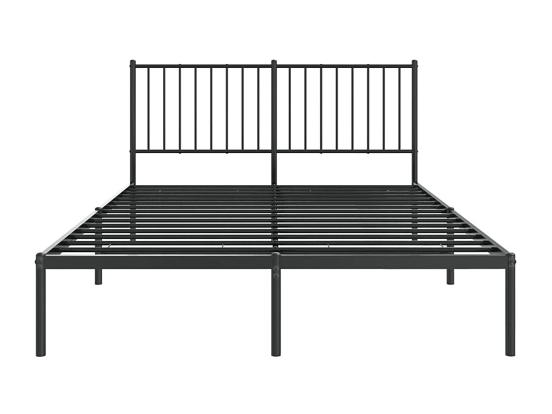 Lit-140x200 cm métal avec tête de lit noir EGGB25369