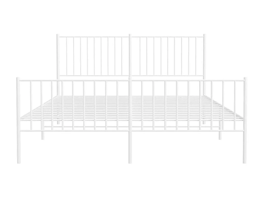 Lit-160x200 cm métal avec tête de lit/pied de lit blanc EGGB46068