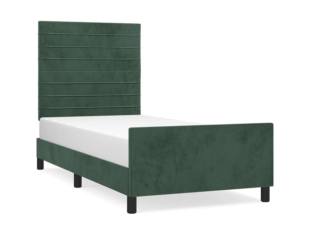 Cama 80x200 cm con cabecero terciopelo verde oscuro ES99021
