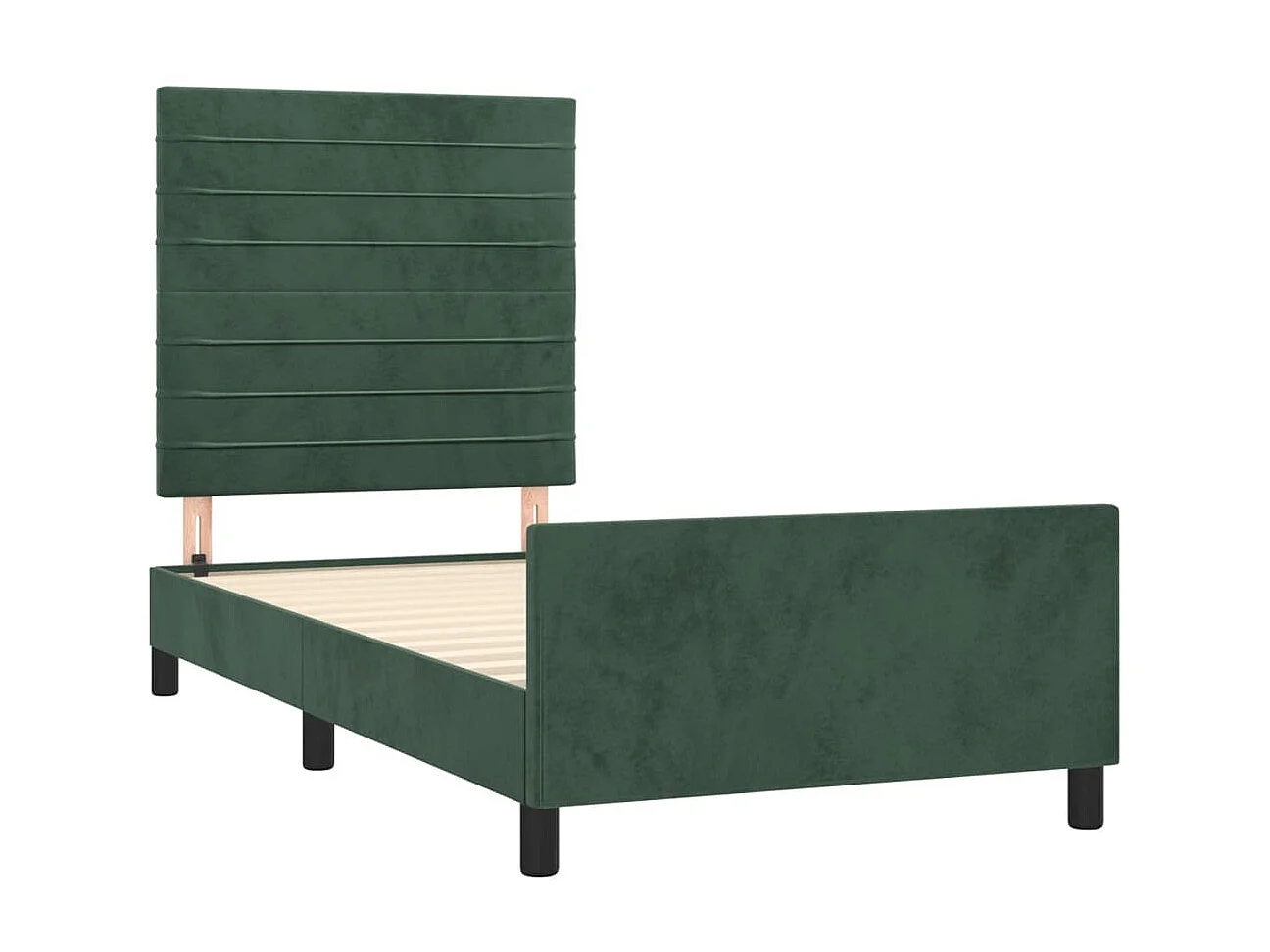 Cama 80x200 cm con cabecero terciopelo verde oscuro ES99021