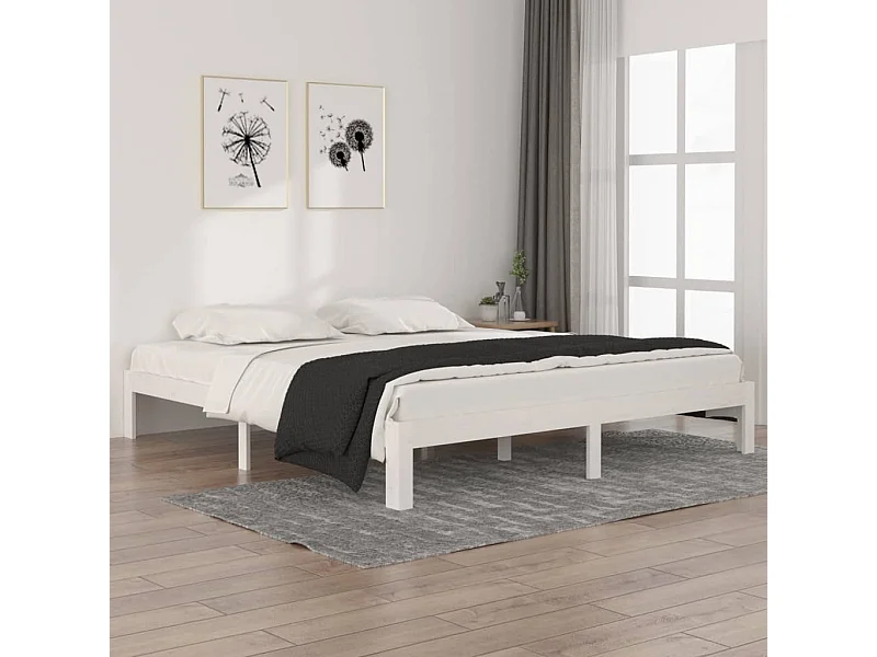 Lit-180x200 cm Blanc Bois massif Super King EGGB43664