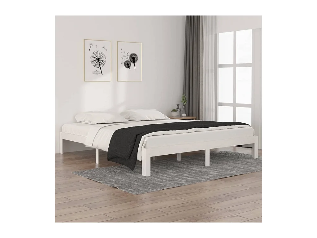 Lit-180x200 cm Blanc Bois massif Super King EGGB43664