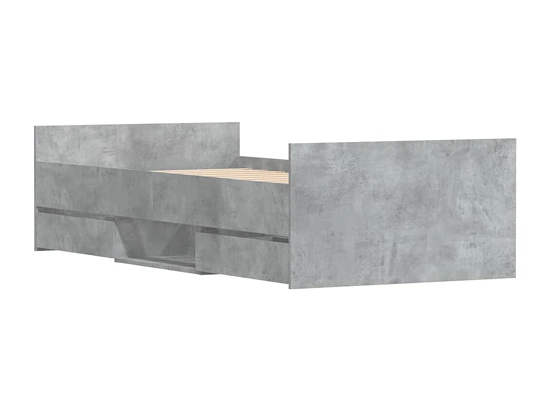 Lit-90x190 cm avec tête de lit/pied de lit gris béton EGGB79169