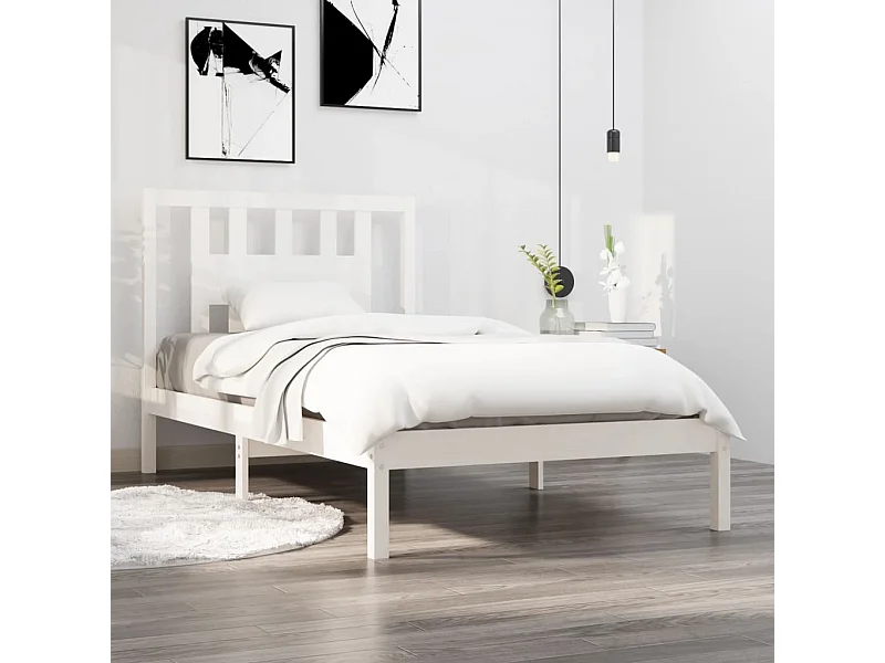 Cama 90x200 cm madera maciza de pino blanco ES23488