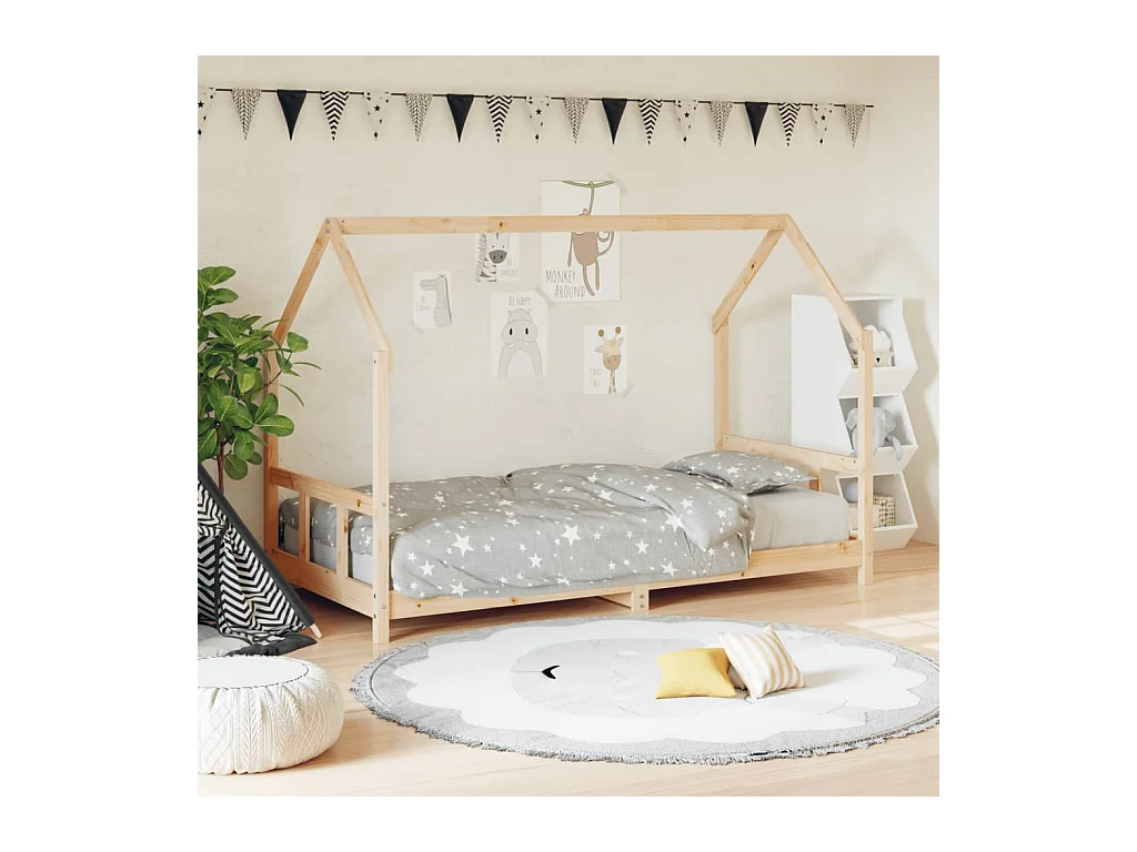 Lit-90x190 cm pour enfant Bois de pin massif EGGB70157