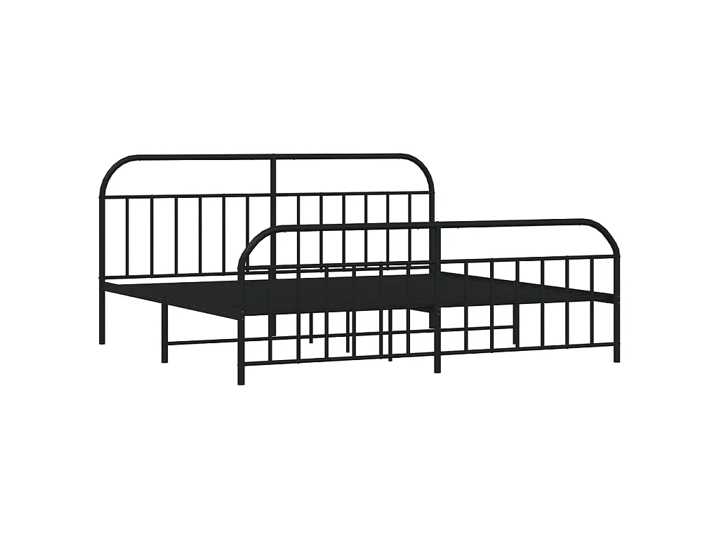 Lit-193x203 cm métal avec tête de lit/pied de lit noir EGGB94739
