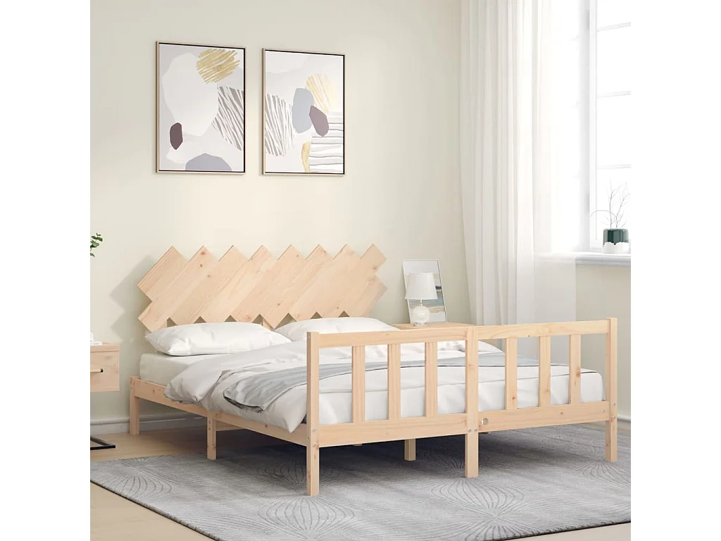 Lit-160x200 cm avec tête de lit bois massif EGGB52908