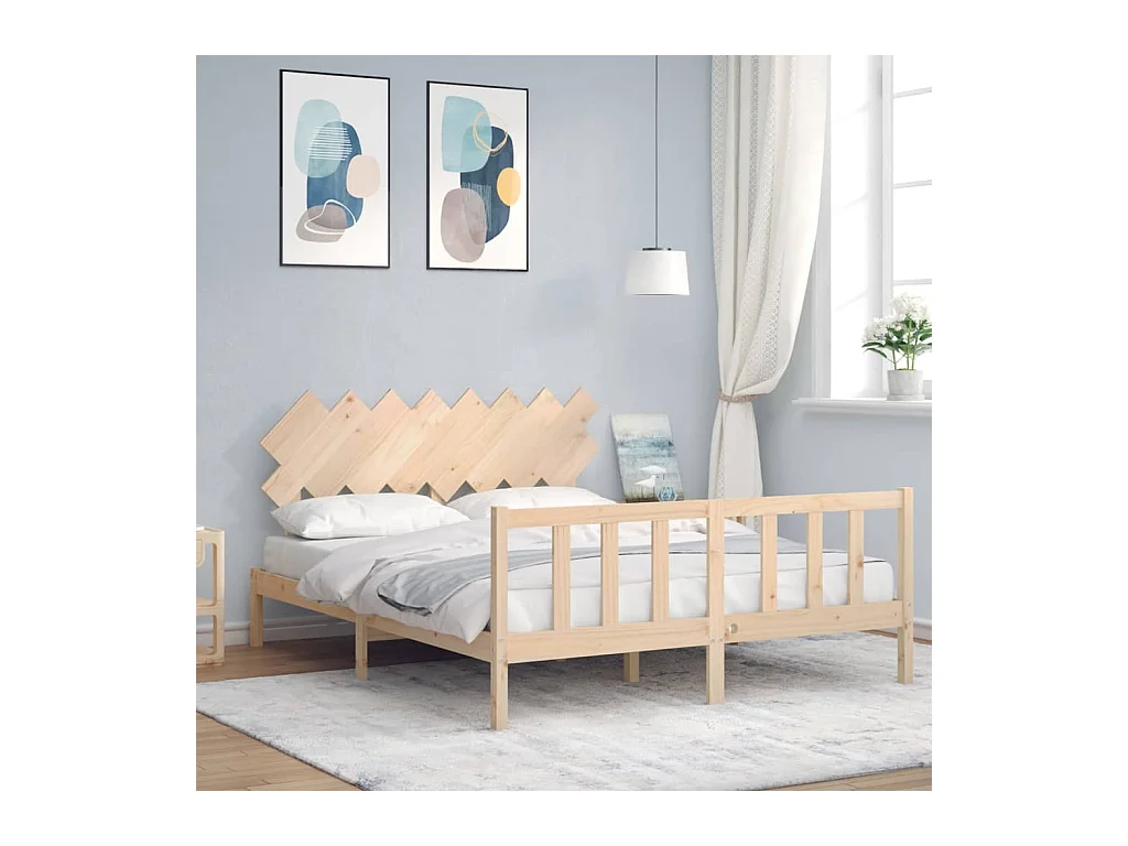 Lit-160x200 cm avec tête de lit bois massif EGGB52908