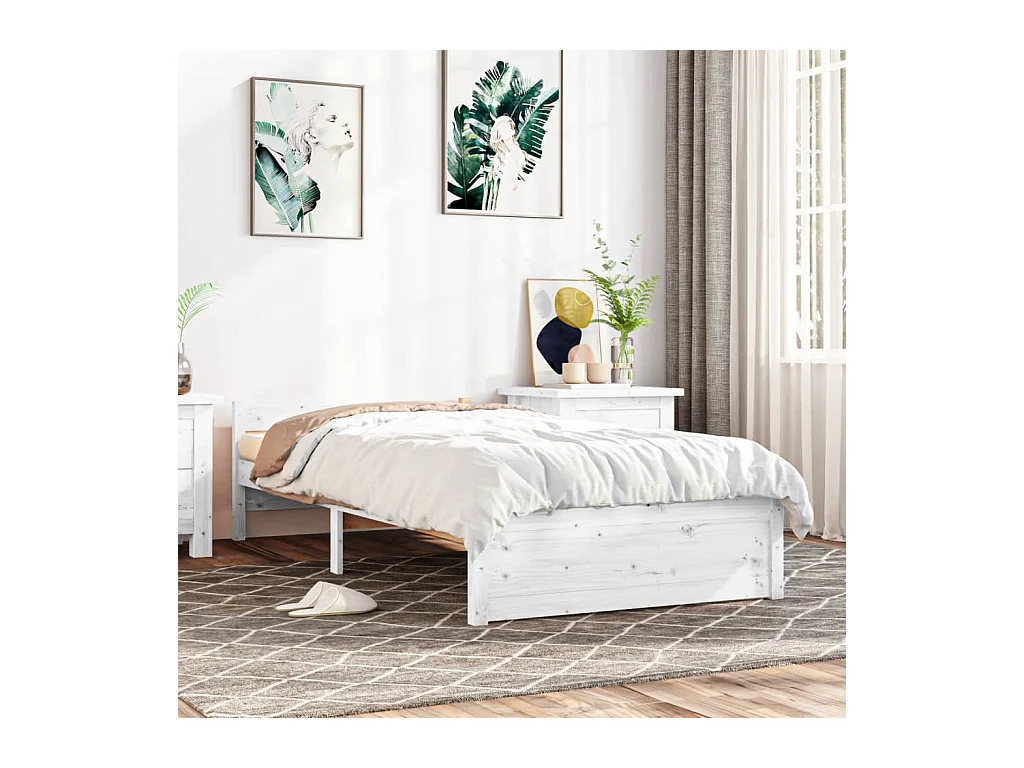 Lit-100x200 cm Blanc Bois massif EGGB39726