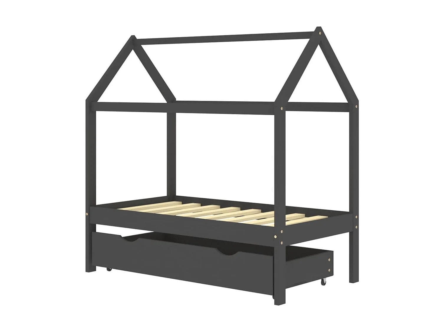 Lit-70x140 cm d'enfant avec un tiroir Gris foncéé Pin EGGB24996