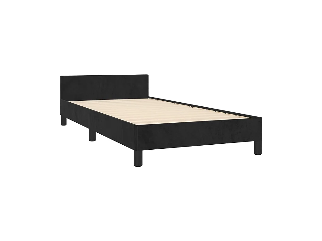 Cama 80x200 cm con cabecero de terciopelo negro ES76900