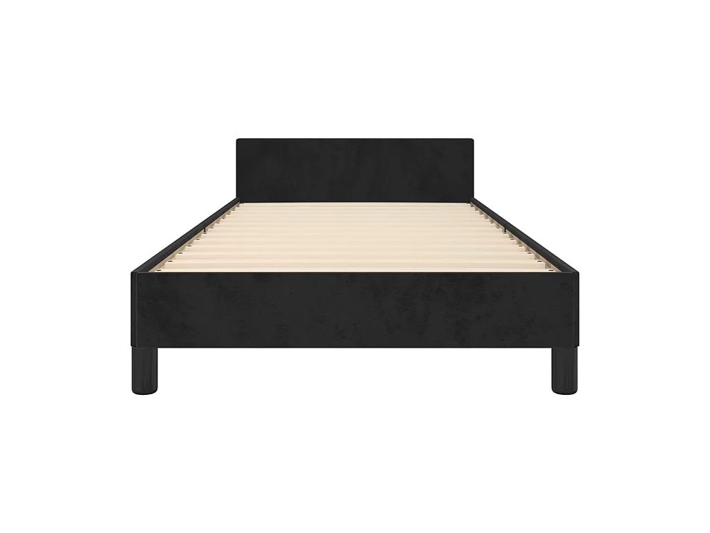 Cama 80x200 cm con cabecero de terciopelo negro ES76900