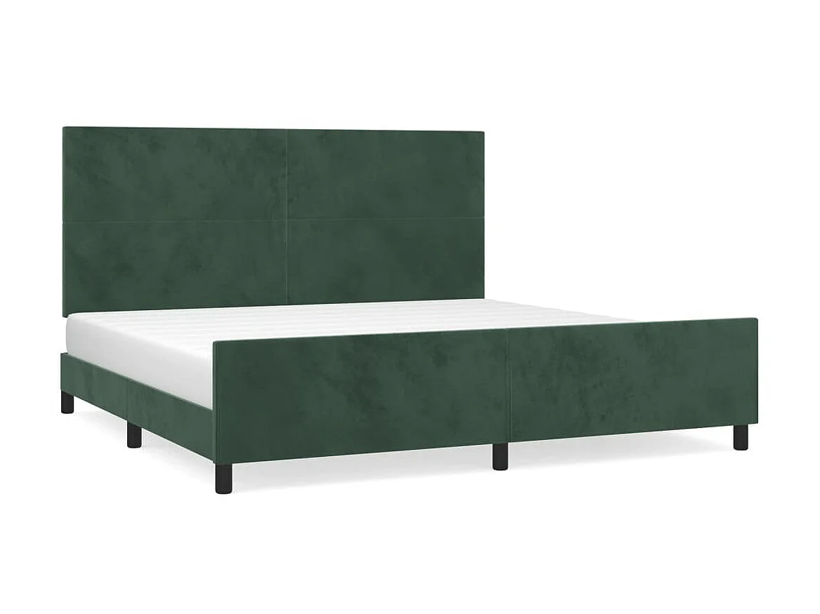 Lit-200x200 cm avec tête de lit Vert foncé Velours EGGB41801