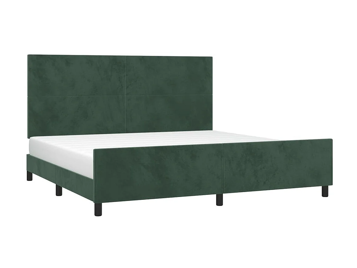 Lit-200x200 cm avec tête de lit Vert foncé Velours EGGB41801