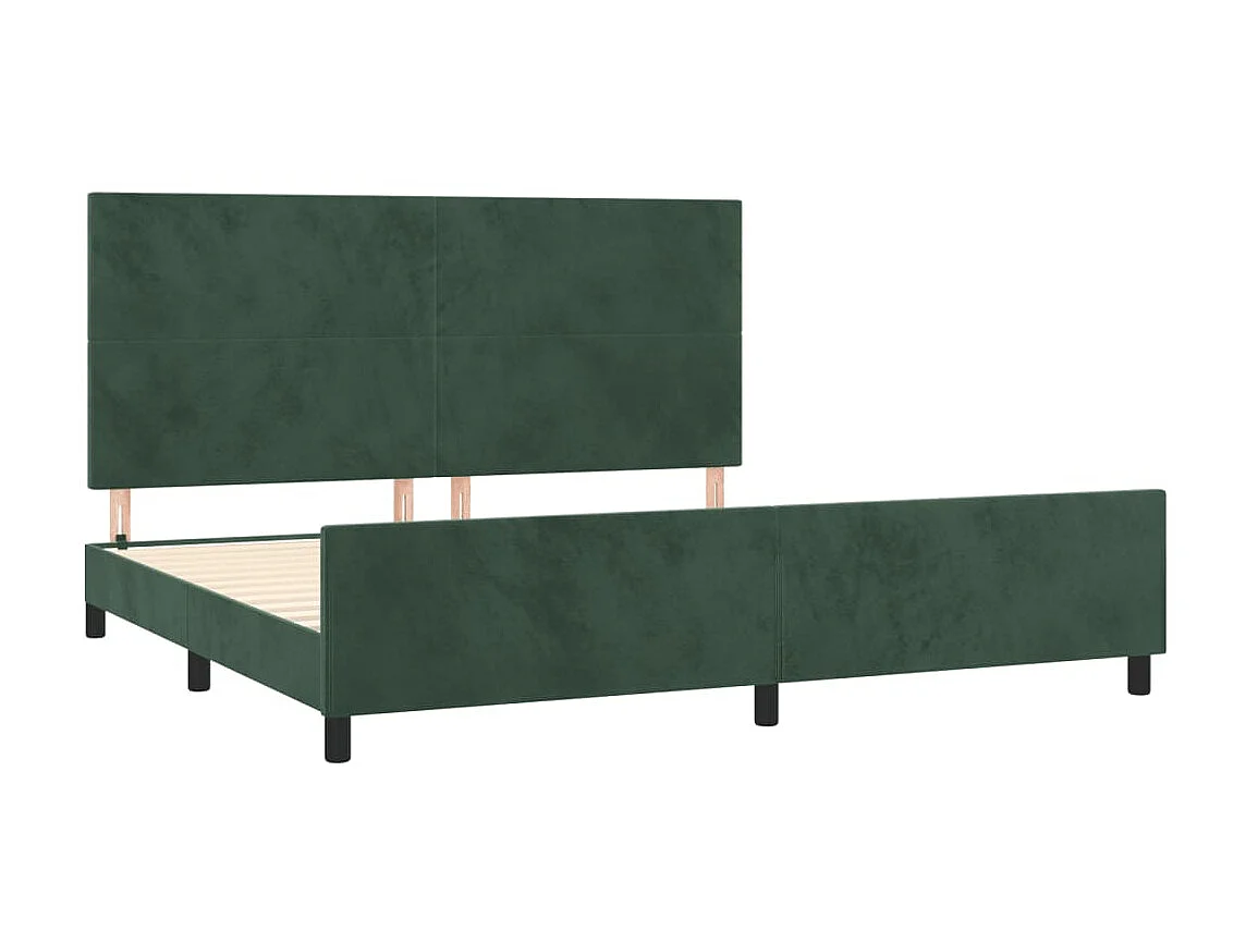 Lit-200x200 cm avec tête de lit Vert foncé Velours EGGB41801
