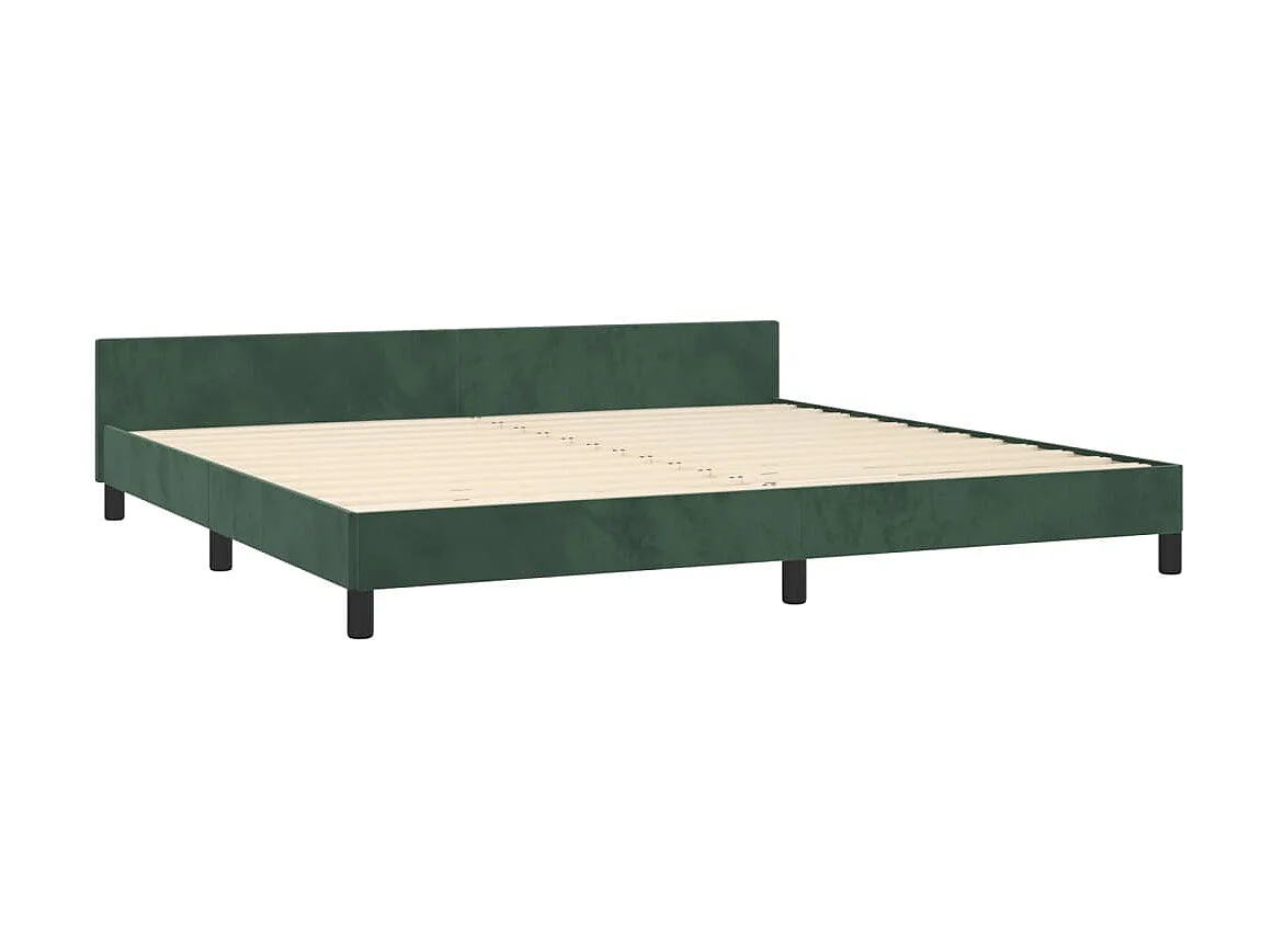 Lit-200x200 cm avec tête de lit Vert foncé Velours EGGB41801