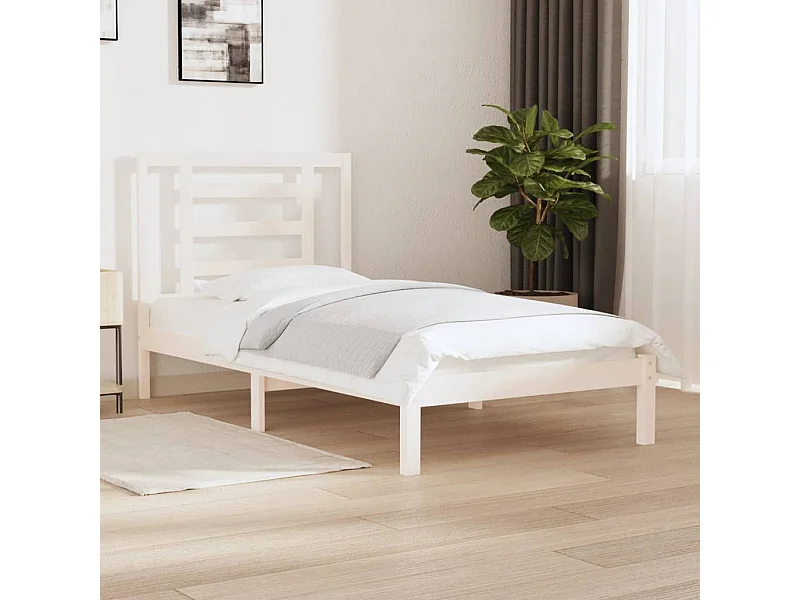 Cama 90x200 cm madera maciza de pino blanco ES53427