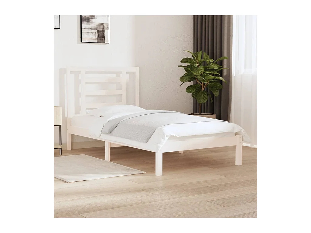 Lit-90x200 cm Blanc Bois de pin massif EGGB37011