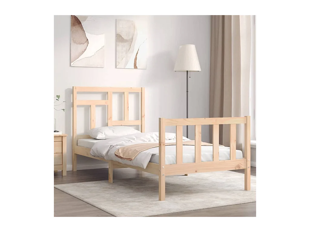 Lit-90x200 cm avec tête de lit bois massif EGGB23930