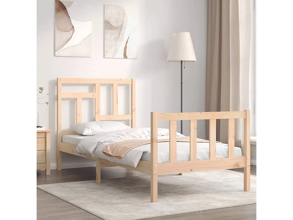 Bedframe met hoofdbord massief hout 90x200 cm NL90000