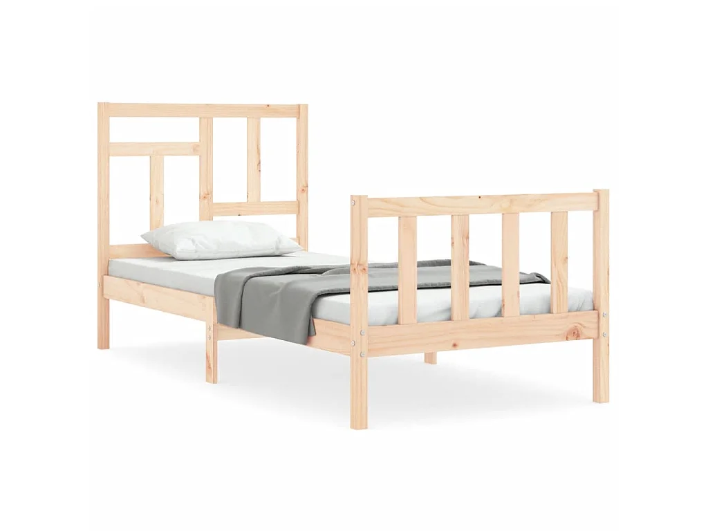Bedframe met hoofdbord massief hout 90x200 cm NL90000