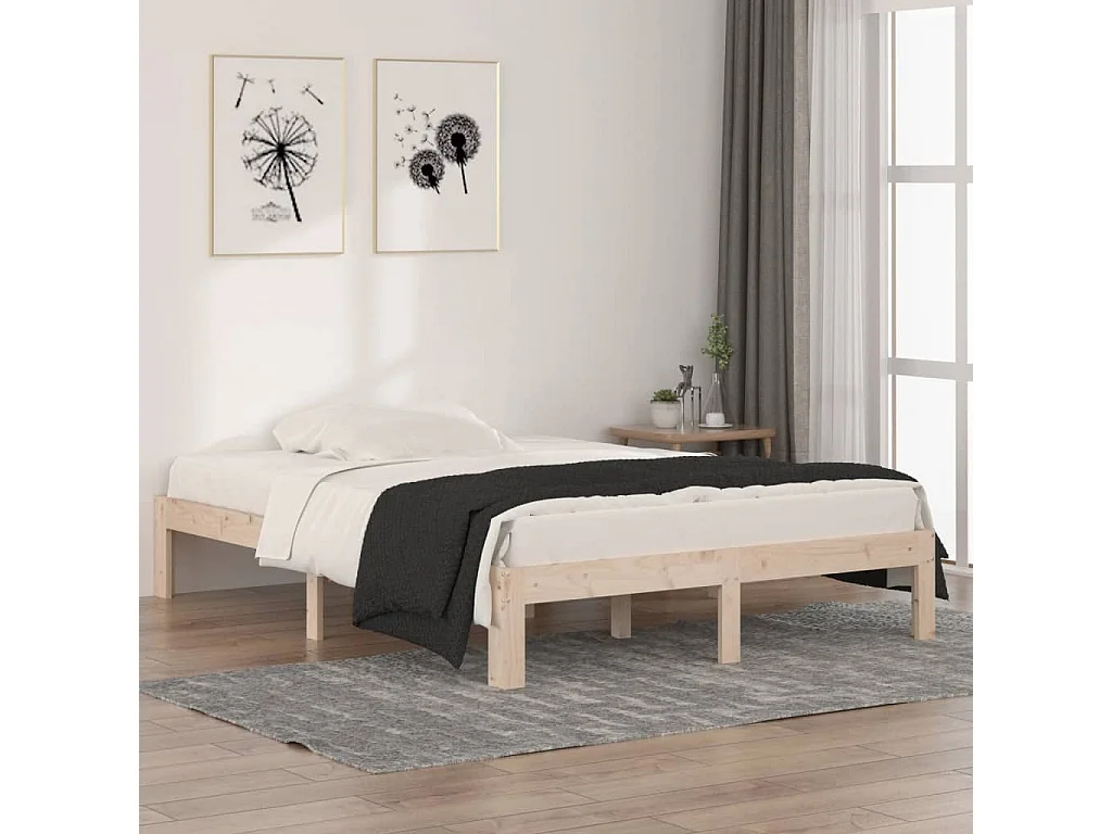 Cama casal 135x190 cm madeira maciça PT816656