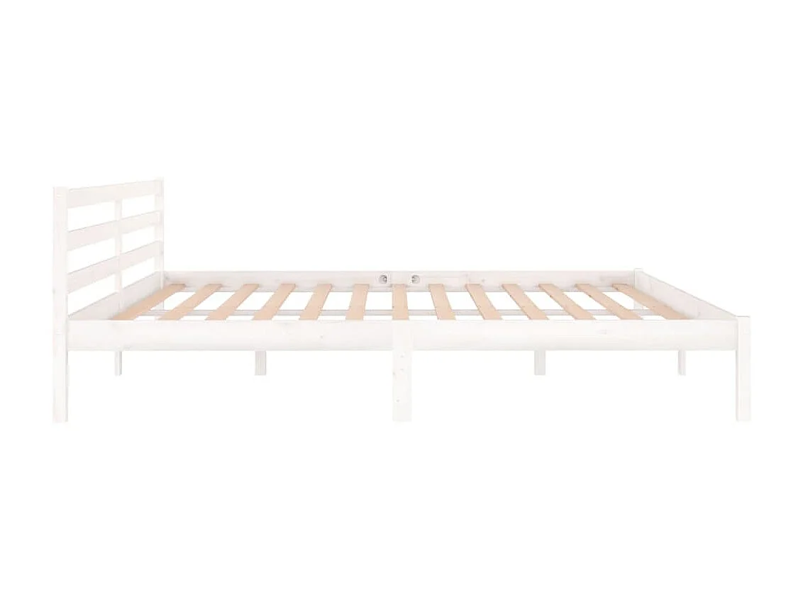 Lit-200x200 cm Bois massif de pin Blanc EGGB33896