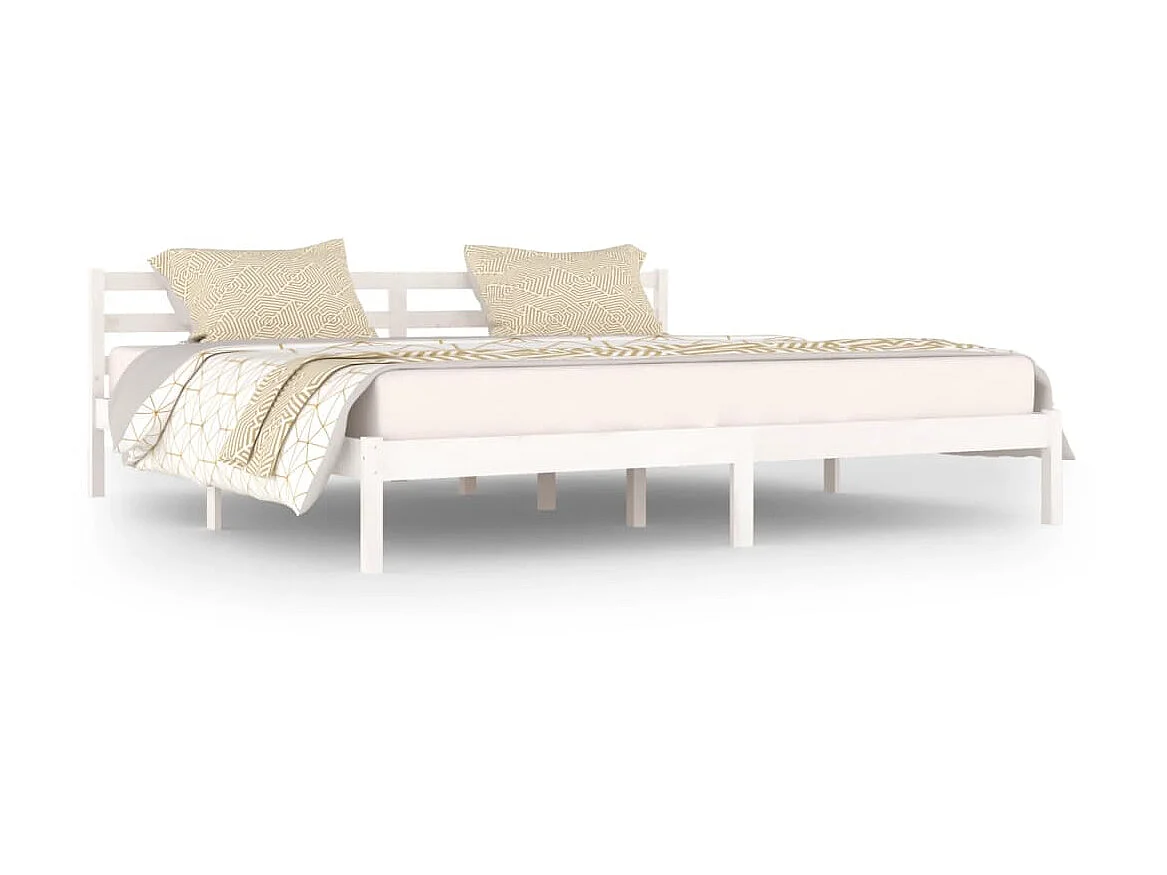 Lit-200x200 cm Bois massif de pin Blanc EGGB33896