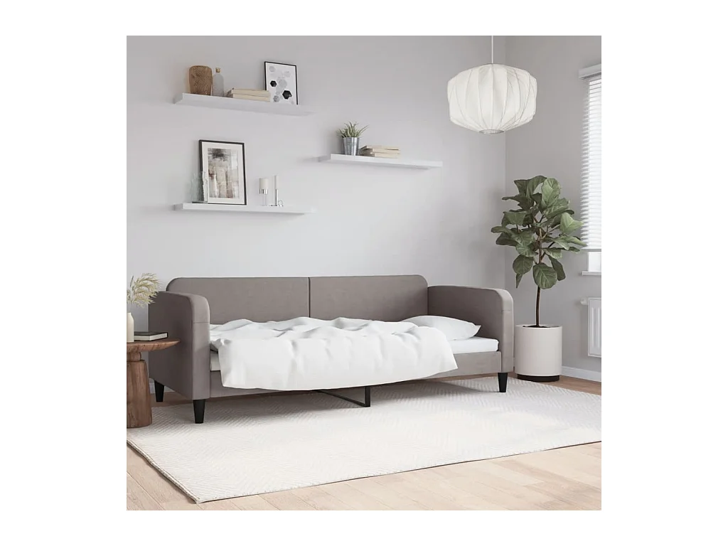 Lit-80x200 cm de repos taupe tissu EGGB42213