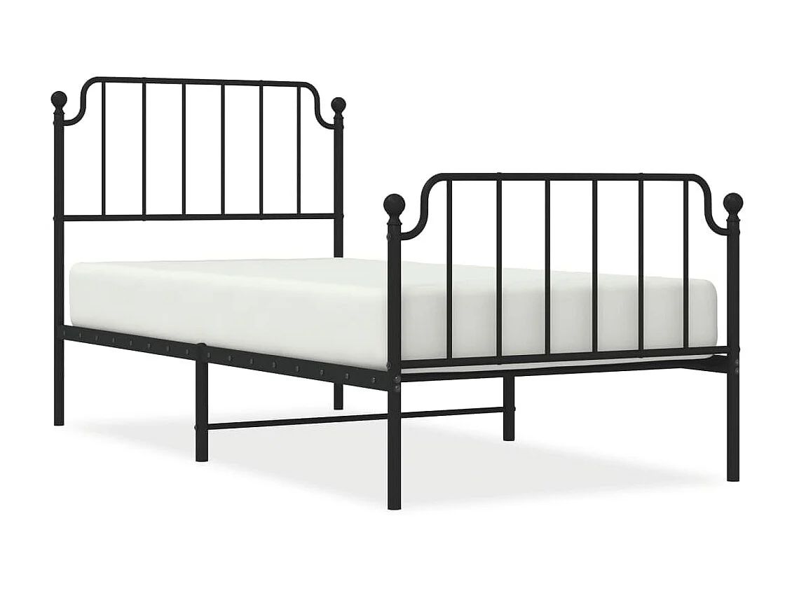 Cama com cabeceira e pés 90x200 cm metal preto PT216537