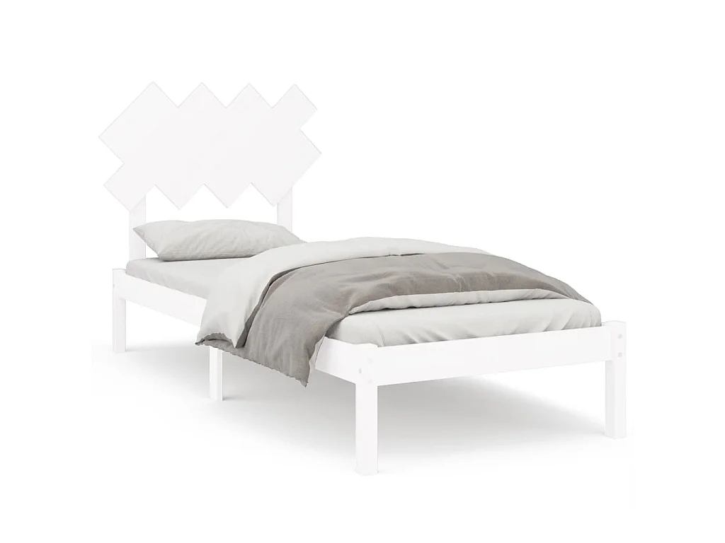 Cama 90x200 cm de madera maciza blanca ES73544