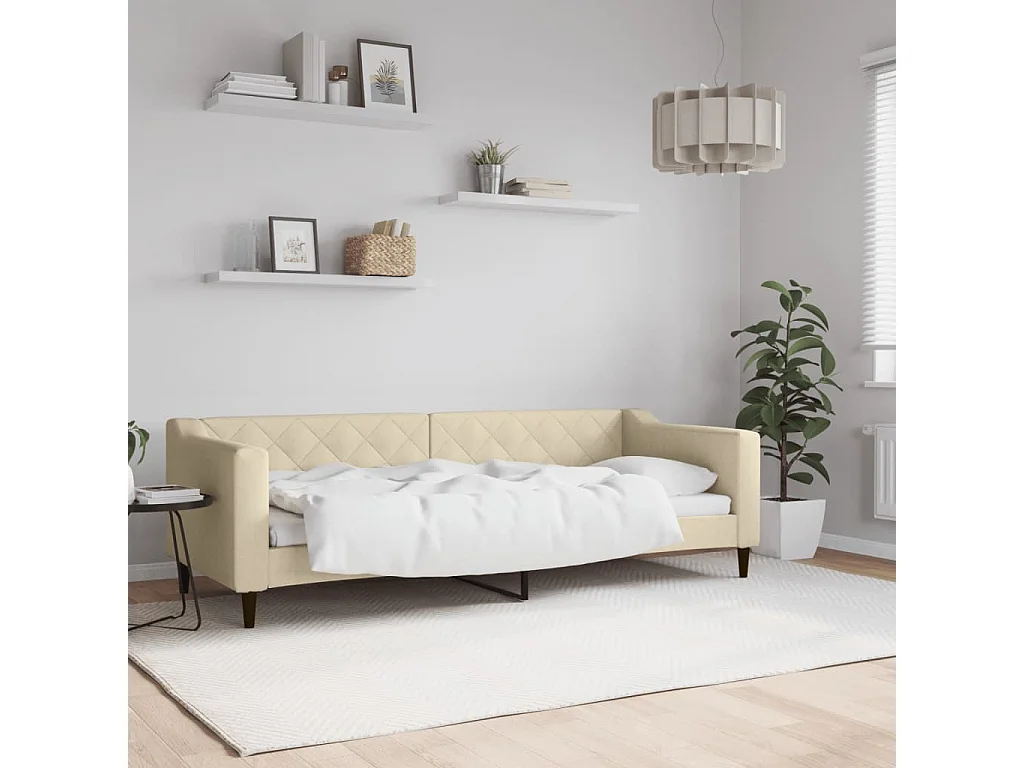 Tagesbett,Sofabett Creme 80x200 cm Stoff -gkd74410