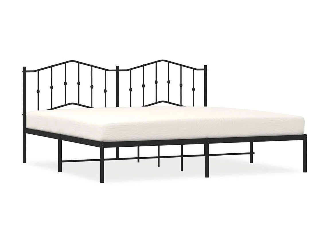 Lit-193x203 cm métal avec tête de lit noir EGGB94216
